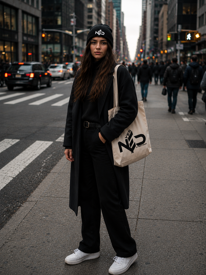 YES NΞD printed cotton streetwear tote bag