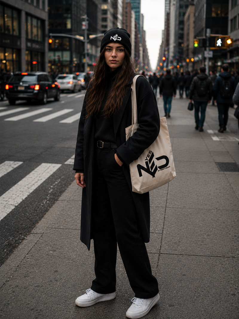 YES NΞD printed cotton tote bag campaign view